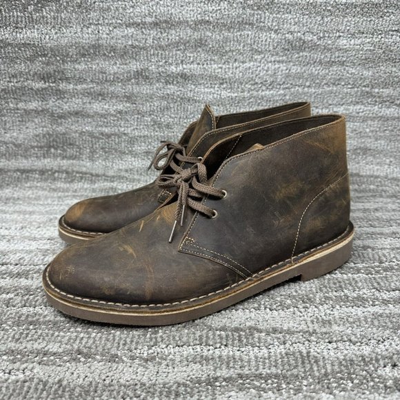 Clarks Men’s Bushacre 2 Beeswax Chukka Boots Brown Leather Lace Up Size 11.5M main image 8
